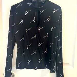 Guess Black Blouse with Mandarin Collar(runs smaller) fits a small